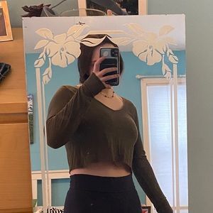 Green cropped sweater